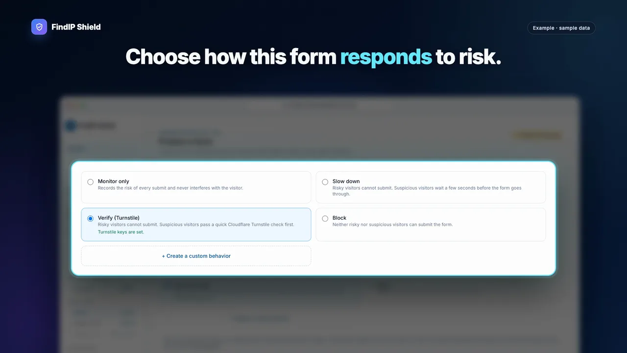 A sample sign-up form asking a suspicious visitor for a quick verification